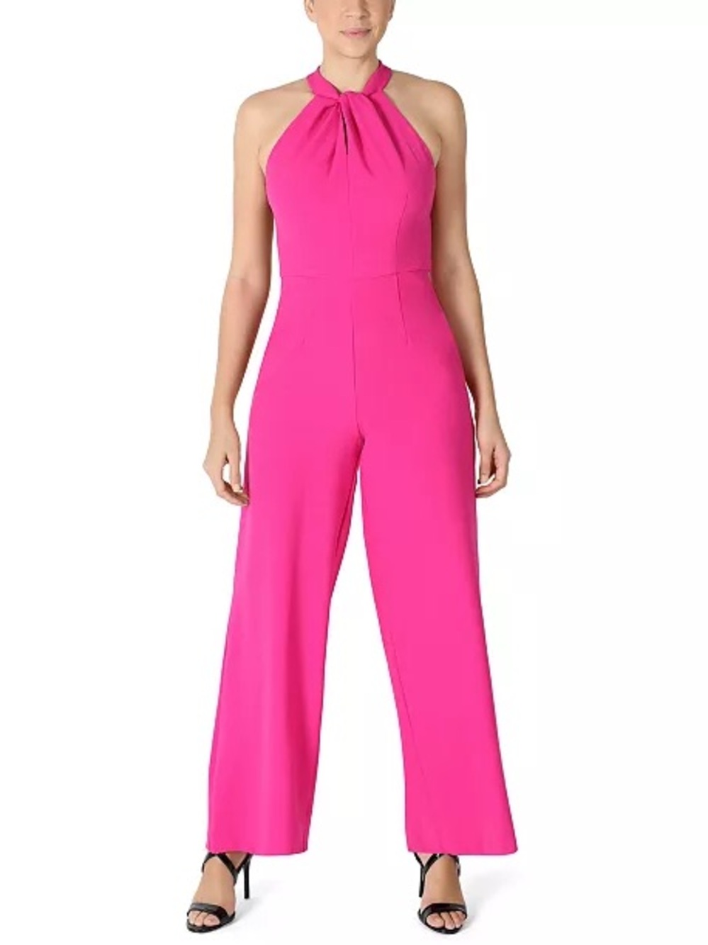 julia jordan Hot Pink Halter-Neck Wide-Leg Jumpsuit